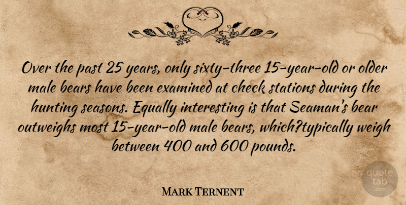 Mark Ternent Quote About Bears, Check, Equally, Examined, Hunting: Over The Past 25 Years...