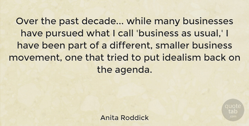 Anita Roddick Quote About Businesses, Call, Pursued, Smaller, Tried: Over The Past Decade While...
