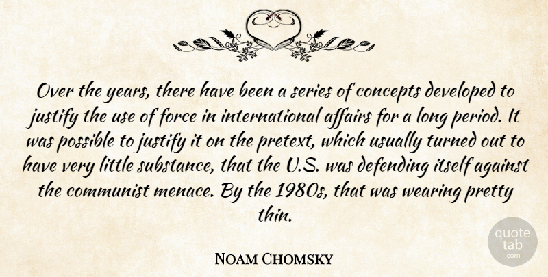 Noam Chomsky Quote About Affairs, Concepts, Defending, Developed, Itself: Over The Years There Have...