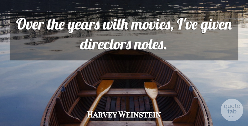 Harvey Weinstein Quote About Years, Directors, Given: Over The Years With Movies...