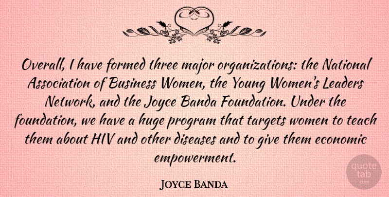 Joyce Banda Quote About Organization, Giving, Leader: Overall I Have Formed Three...