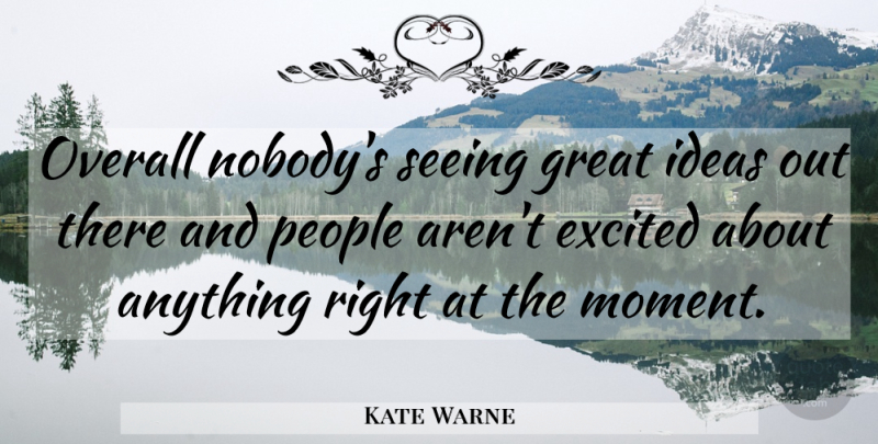 Kate Warne Quote About Excited, Great, Ideas, Overall, People: Overall Nobodys Seeing Great Ideas...