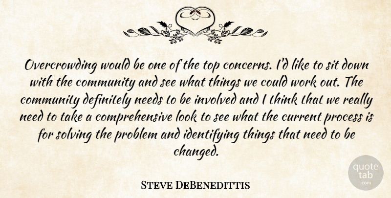 Steve DeBenedittis Quote About Community, Current, Definitely, Involved, Needs: Overcrowding Would Be One Of...