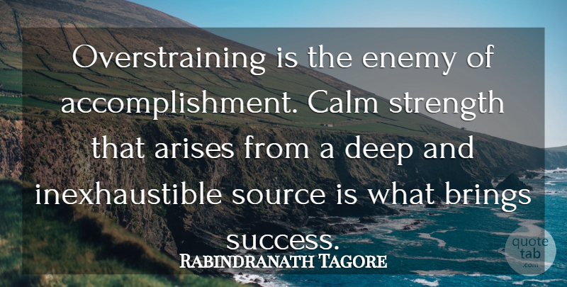 Rabindranath Tagore Quote About Success, Accomplishment, Enemy: Overstraining Is The Enemy Of...