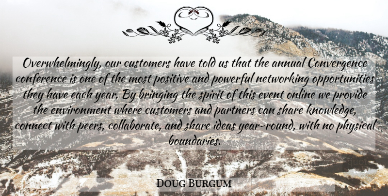 Doug Burgum Quote About Annual, Bringing, Conference, Connect, Customers: Overwhelmingly Our Customers Have Told...