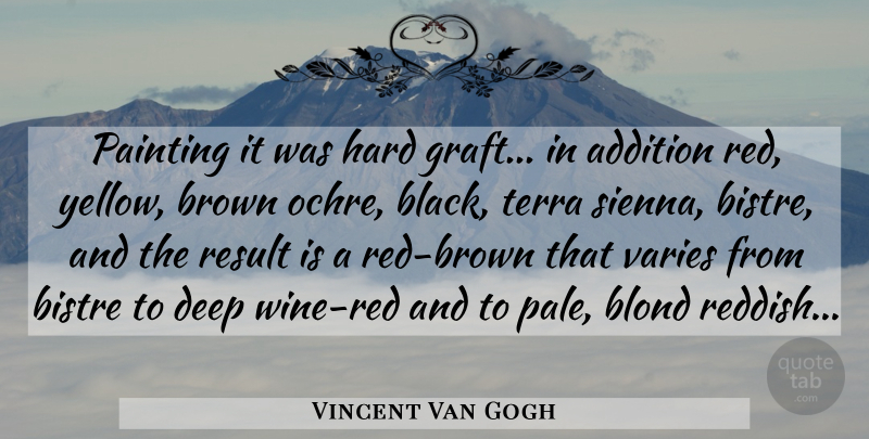 Vincent Van Gogh Quote About Wine, Yellow, Black: Painting It Was Hard Graft...
