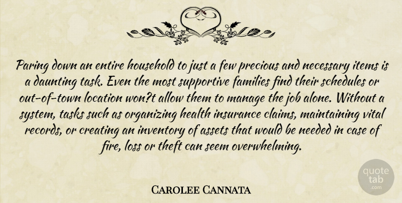 Carolee Cannata Quote About Allow, Assets, Case, Creating, Daunting: Paring Down An Entire Household...