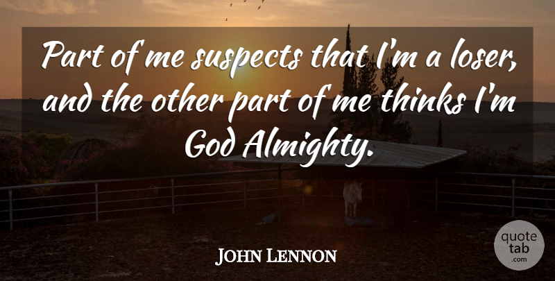 John Lennon Quote About Inspirational, Sunset, Thinking: Part Of Me Suspects That...