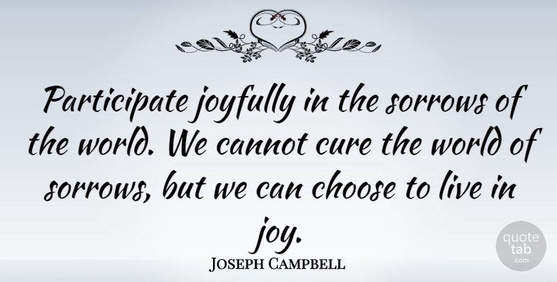 Joseph Campbell Quote About Inspirational, Courage, Morning: Participate Joyfully In The Sorrows...