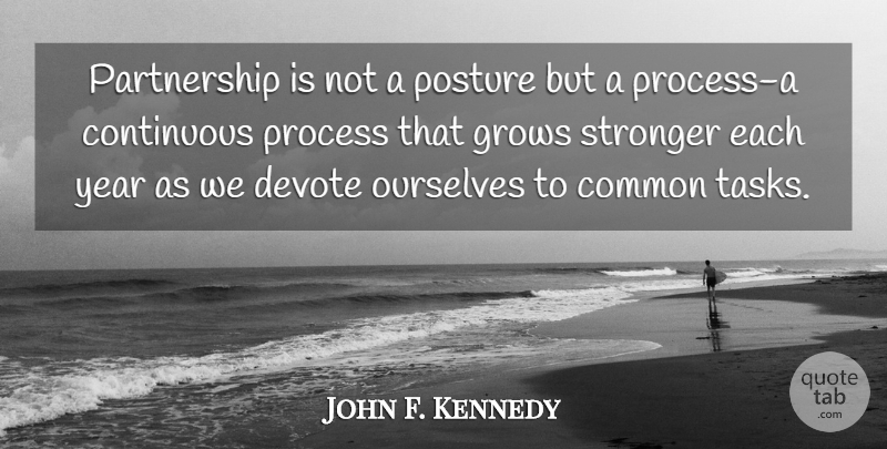 John F. Kennedy Quote About Years, Stronger, Tasks: Partnership Is Not A Posture...