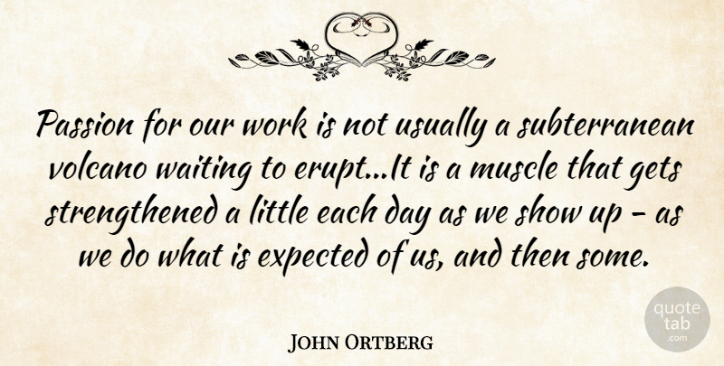 John Ortberg Quote About Passion, Volcanoes, Waiting: Passion For Our Work Is...