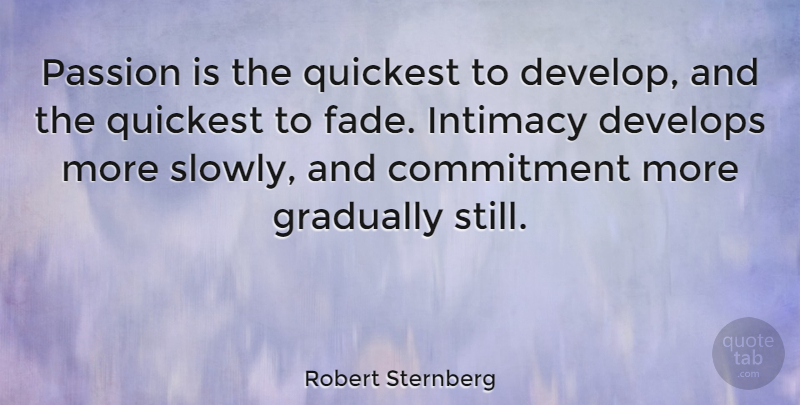 Robert Sternberg Quote About Love, Work, Commitment: Passion Is The Quickest To...