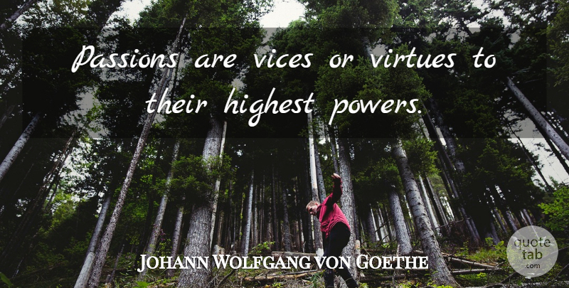Johann Wolfgang von Goethe Quote About Passion, Power, Literature: Passions Are Vices Or Virtues...