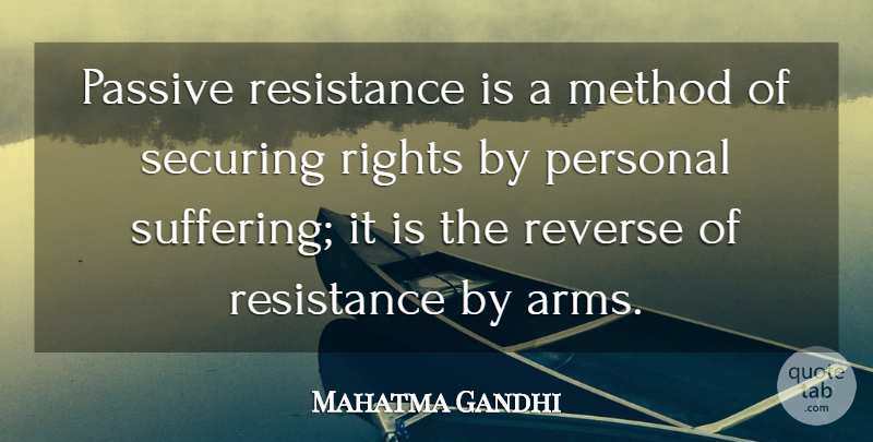 Mahatma Gandhi Quote About Passive Resistance, Rights, Suffering: Passive Resistance Is A Method...
