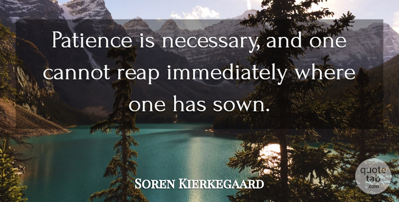 Soren Kierkegaard Quote About Patience, Be Patient, Reap: Patience Is Necessary And One...