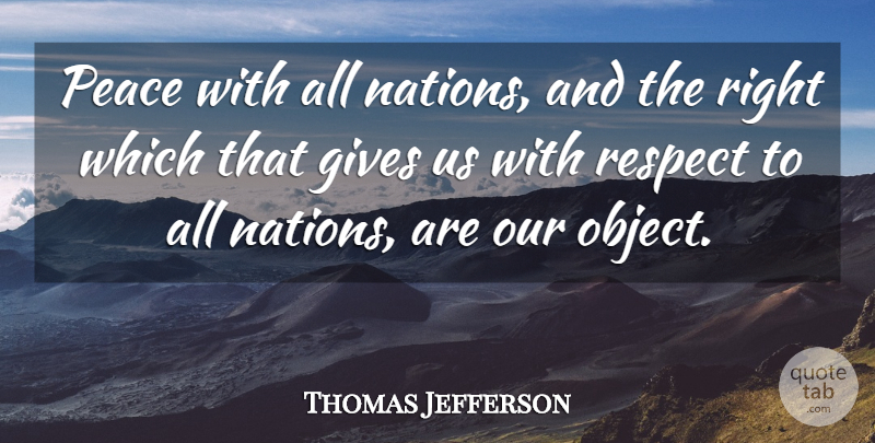 Thomas Jefferson Quote About Peace, Giving, Nations: Peace With All Nations And...