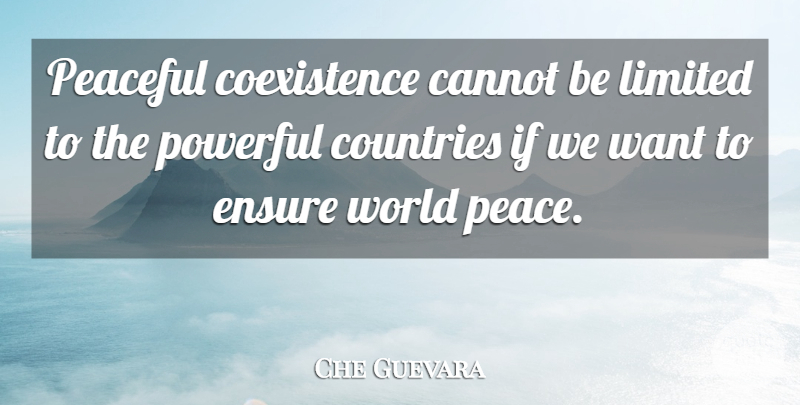 Che Guevara Quote About Country, Powerful, Peaceful: Peaceful Coexistence Cannot Be Limited...