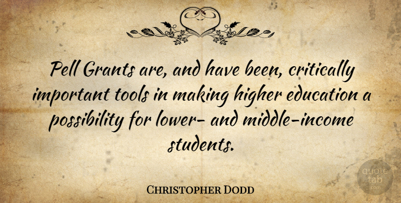Christopher Dodd Quote About Important, Tools, Income: Pell Grants Are And Have...