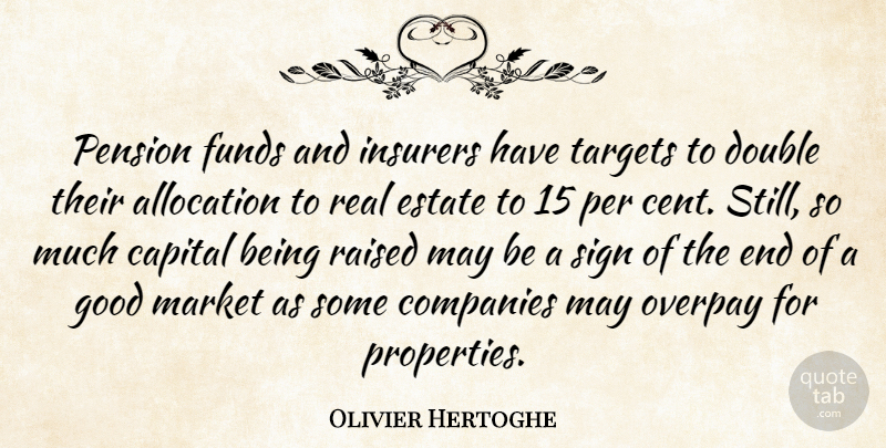 Olivier Hertoghe Quote About Capital, Companies, Double, Estate, Funds: Pension Funds And Insurers Have...
