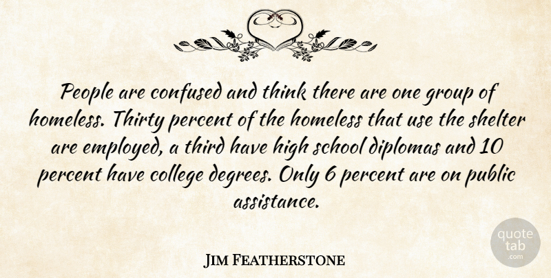 Jim Featherstone Quote About College, Confused, Group, High, Homeless: People Are Confused And Think...