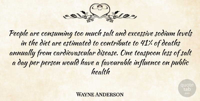 Wayne Anderson Quote About Consuming, Contribute, Deaths, Diet, Diets And Dieting: People Are Consuming Too Much...