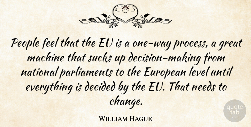 William Hague Quote About People, Decision, Needs: People Feel That The Eu...