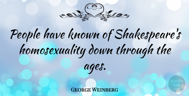 George Weinberg Quote About People: People Have Known Of Shakespeares...