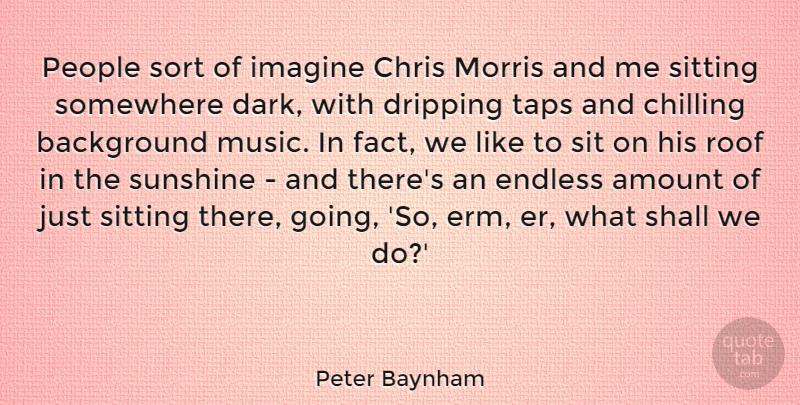 Peter Baynham Quote About Amount, Background, Chilling, Chris, Endless: People Sort Of Imagine Chris...