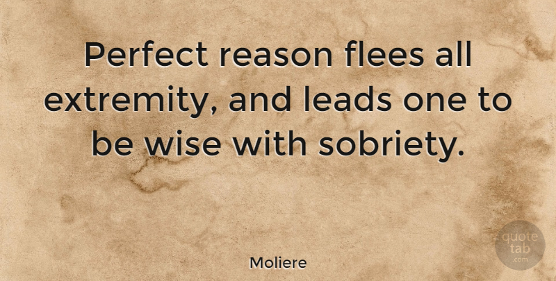 Moliere Quote About Wise, Perfect, Sobriety: Perfect Reason Flees All Extremity...