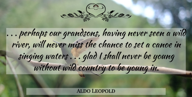 Aldo Leopold Quote About Country, Rivers, Water: Perhaps Our Grandsons Having Never...