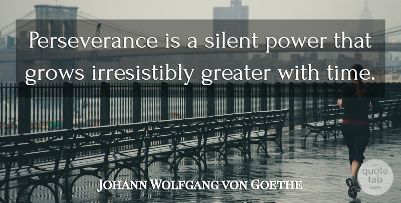 Johann Wolfgang von Goethe Quote About Perseverance, Silent, Grows: Perseverance Is A Silent Power...