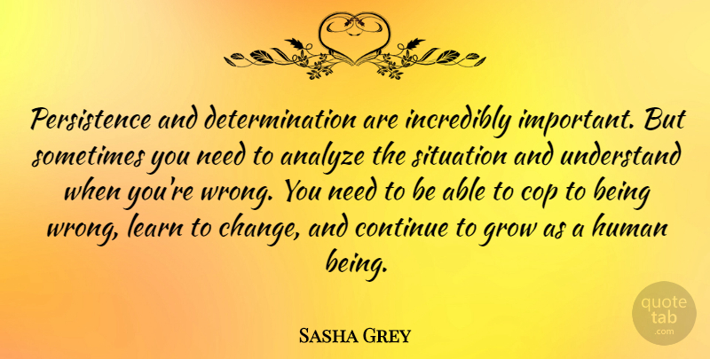 Sasha Grey Quote About Determination, Persistence, Important: Persistence And Determination Are Incredibly...