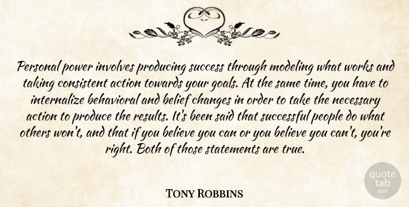 Tony Robbins Quote About Inspirational, Believe, Successful: Personal Power Involves Producing Success...
