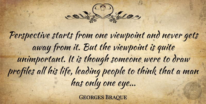 Georges Braque Quote About Eye, Men, Thinking: Perspective Starts From One Viewpoint...