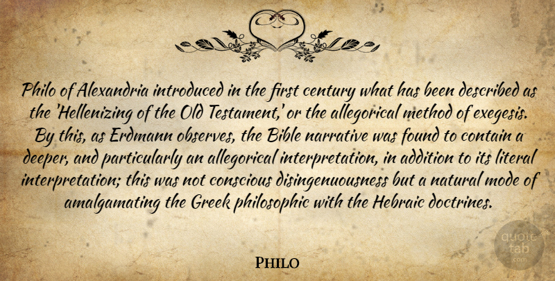 Philo Quote About Greek, Doctrine, Narrative: Philo Of Alexandria Introduced In...
