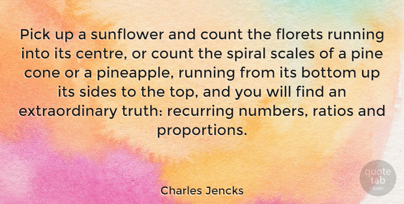 Charles Jencks Quote About Running, Numbers, Sunflower: Pick Up A Sunflower And...