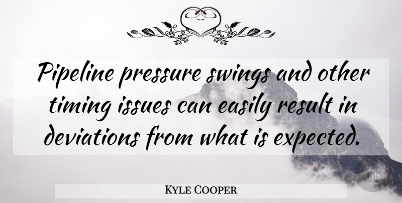 Kyle Cooper Quote About Easily, Issues, Pipeline, Pressure, Result: Pipeline Pressure Swings And Other...