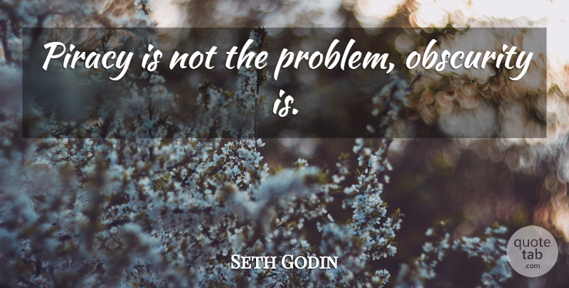 Seth Godin Quote About Obscurity, Problem, Piracy: Piracy Is Not The Problem...