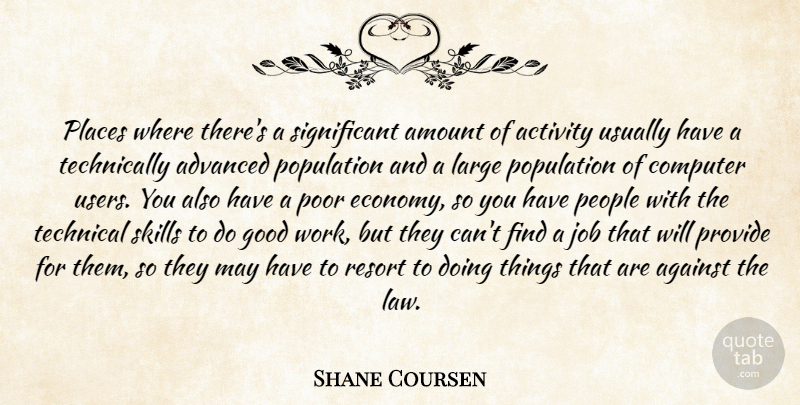 Shane Coursen Quote About Activity, Advanced, Against, Amount, Computer: Places Where Theres A Significant...