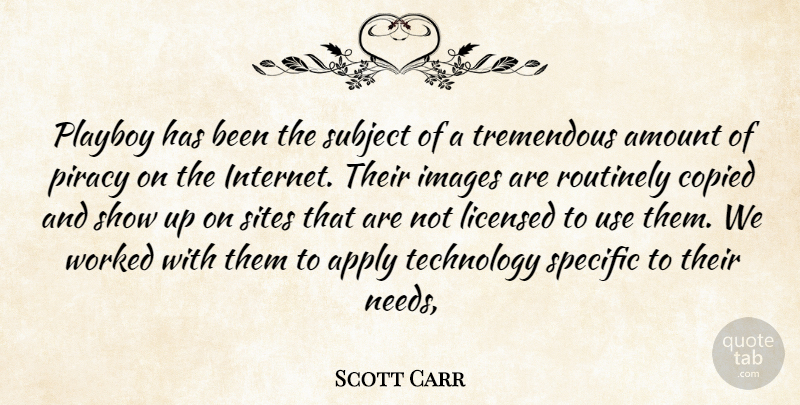 Scott Carr Quote About Amount, Apply, Copied, Images, Licensed: Playboy Has Been The Subject...