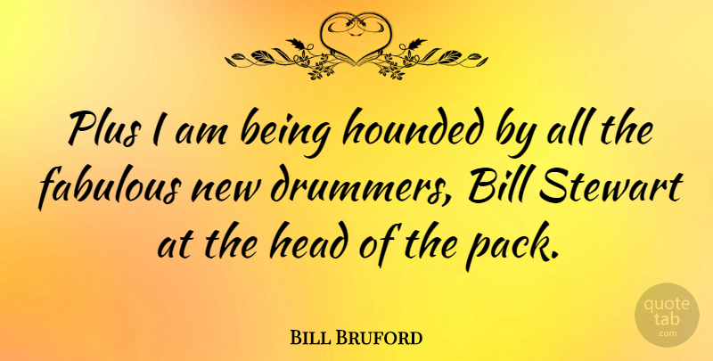 Bill Bruford Quote About Bills, Fabulous, Drummer: Plus I Am Being Hounded...