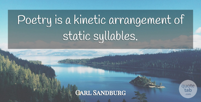 Carl Sandburg Quote About Static, Poetry Is, Syllables: Poetry Is A Kinetic Arrangement...
