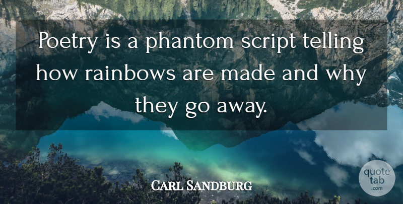 Carl Sandburg Quote About Rainbow, Poetry, Going Away: Poetry Is A Phantom Script...