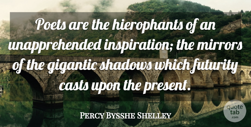 Percy Bysshe Shelley Quote About Moving, Inspiration, Mirrors: Poets Are The Hierophants Of...