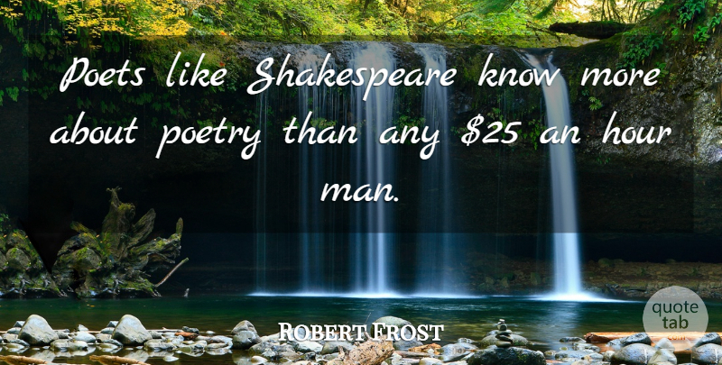 Robert Frost Quote About Men, Hours, Poet: Poets Like Shakespeare Know More...