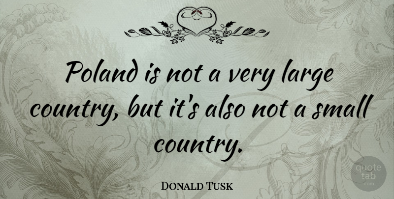 Donald Tusk Quote About Country, Poland, Small Countries: Poland Is Not A Very...