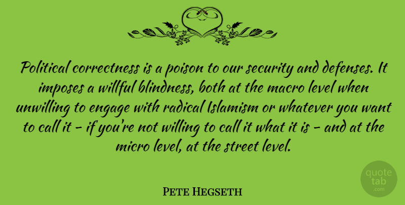 Pete Hegseth Quote About Both, Call, Engage, Level, Radical: Political Correctness Is A Poison...