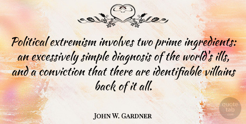 John W. Gardner Quote About Ignorance, Simple, Two: Political Extremism Involves Two Prime...