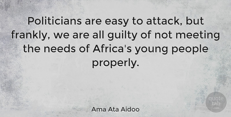 Ama Ata Aidoo Quote About People, Needs, Guilty: Politicians Are Easy To Attack...