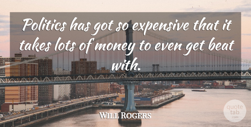 Will Rogers Quote About Beat, Expensive, Lots, Money, Politics: Politics Has Got So Expensive...